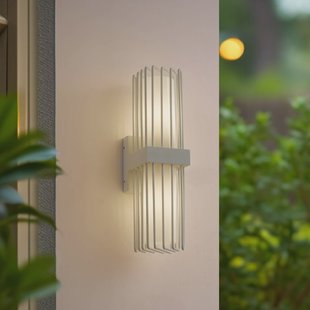 Lucande buitenwandlamp Chandan, 42 cm, wit, metaal, IP54