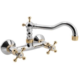 Wastafelkraan Muurbevestiging Mengkraan Hoog Sapho Antea Chroom/Goud