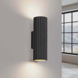 SOLLUX LIGHTING Carbon wandlamp, zwart, hoogte 20 cm, aluminium, 2-lamps.