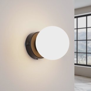 SOLLUX LIGHTING Wandlamp You, zwart, Ø 12 cm, staal/glas