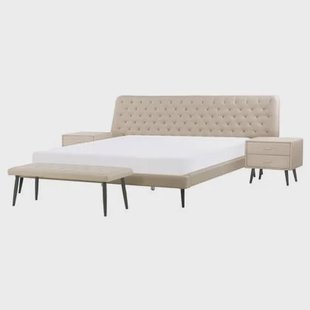 Beliani - ESSONNE - Slaapkamerset - Beige - 160 x 200 cm - Kunstleer