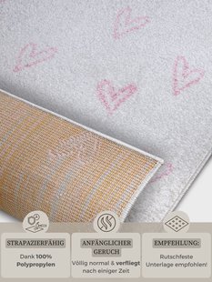 Hanse Home - Adventures children&apos;s carpet Hearts Cream Rosa - 160x235 cm
