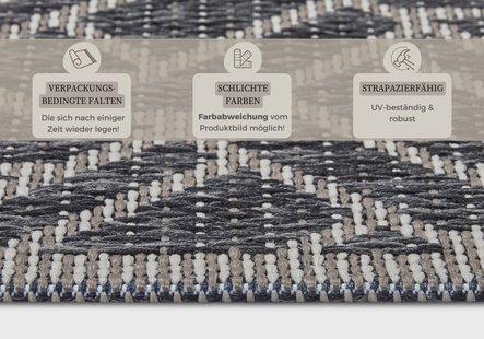 Hanse Home - Clyde In- and Outdoor Carpet Eru Grey Beige - 63x120 cm