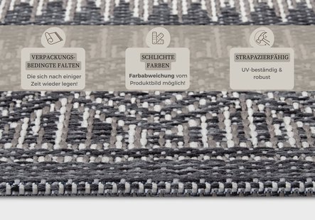 Hanse Home - Clyde In- and Outdoor Carpet Loto Grey Beige - 190x290 cm