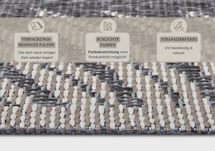 Hanse Home - Clyde In- and Outdoor Carpet Paru Grey Cream - 63x120 cm