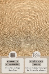 Hanse Home - Jute Braided Jute Rug Round Rangpur Natural Gold - 200 cm