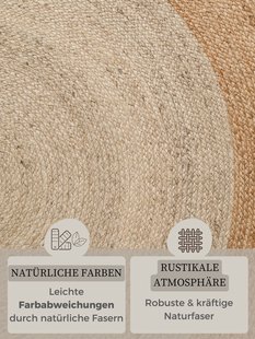 Hanse Home - Jutta Jute Rug Round Jutta Natural Ivory Gold - 100 cm