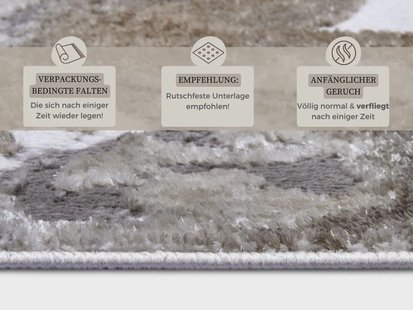 Hanse Home - Shine Design Carpet Floral White Grey Brown - 67x120 cm