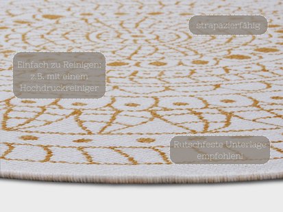 Hanse Home - Northrugs In- and Outdoor reversible carpet round Porto Ochre - 100 cm