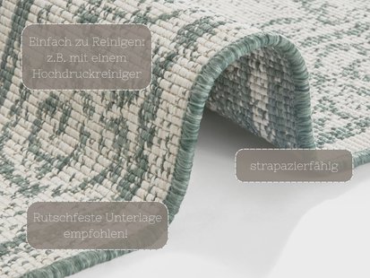 Hanse Home - Reversible carpet Cebu green cream - 80x150 cm