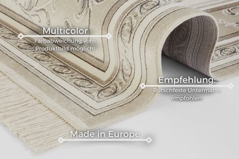 Hanse Home - Oriental Velvet Carpet with Fringes Antik Flowers - 95x140 cm