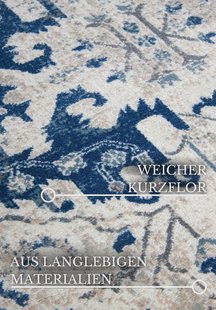 Hanse Home - Villeroy & Boch 1869 Short Pile Rug Emmanuel Cream Blue - 80x240 cm