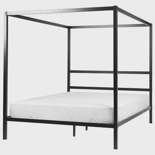 Beliani - LESTARDS - Hemelbed - Zwart - 160 x 200 cm - Staal