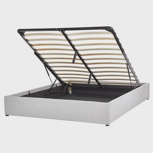 Beliani-DINAN-Tweepersoonsbed-Lichtgrijs-160 x 200 cm-Polyester