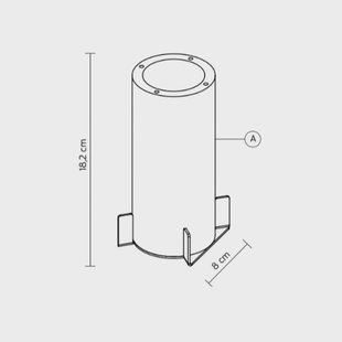 Karman grondbevestiging voor buitenlampen, roestvrij staal/aluminium
