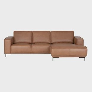 by fonQ Brisk Hoekbank met Chaise Longue Rechts - Buffelleer - Cognac
