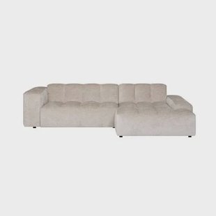 by fonQ Plume 3-zits Hoekbank met Chaise Longue Rechts - Chenille - Beige