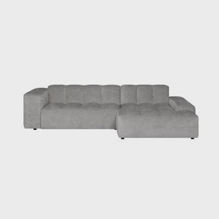 by fonQ Plume 3-zits Hoekbank met Chaise Longue Rechts - Chenille - Grijs