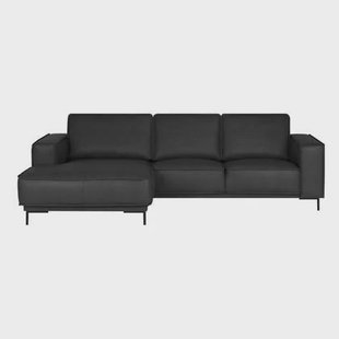 by fonQ Brisk Hoekbank met Chaise Longue Links - Buffelleer - Zwart