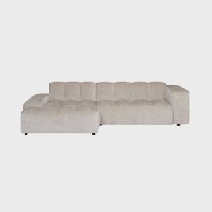 by fonQ Plume 3-zits Hoekbank met Chaise Longue Links - Chenille - Beige