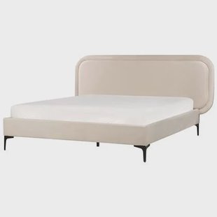 Beliani-SUZETTE-Tweepersoonsbed-Lichtbeige-160 x 200 cm-Polyester