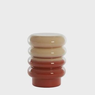 Light & Living Bijzettafel Mirogi - Crème|Oranje - Ø30cm