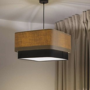 Maco Design Kwadro Duo hanglamp, zwart/beige, 50x50cm, jute/satijn