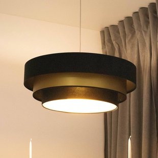 Maco Design Triniti hanglamp, zwart/goud, Ø 60 cm, textiel