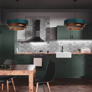 Maco Design Triniti hanglamp, groen/beige/koper, Ø 60 cm, textiel