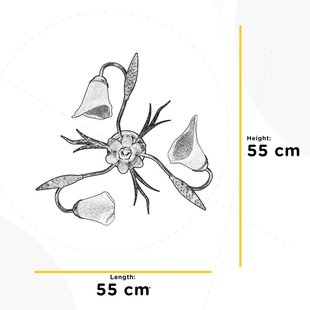 ONLI Alga plafondlamp, 3-lamps, ijzer, glas, Florentijn