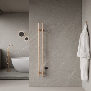 Elektrische Staafhanddoekradiator Dubbel BWS Roku 120 Watt 150 cm Geborsteld Goud