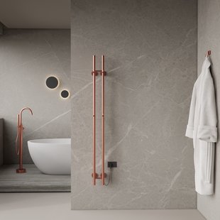 Elektrische Staafhanddoekradiator Dubbel BWS Roku 120 Watt 150 cm Geborsteld Koper