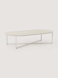 Ovale salontafel Antigua met glazen tafelblad in marmerlook