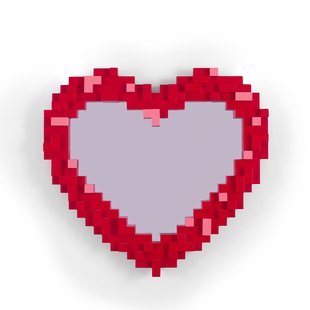 SELETTI - Heart Pixel Spiegel Rood/Roze