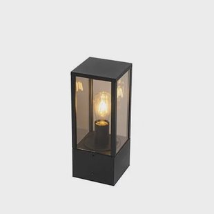 QAZQA Staande buitenlamp zwart met smoke 40 cm IP44 - Charlois