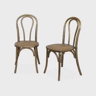sweeek - Vintage rubberhouten en rotan stoelen (set van 2)