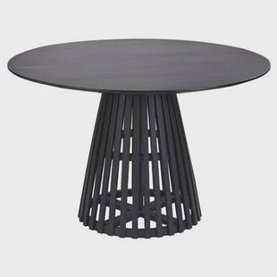 Beliani - MESILLA - Ronde eettafel - Zwart - 120 cm - Acaciahout