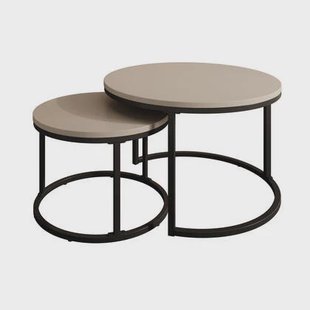 Meubella - Salontafel Ovalo - Beige - set van 2