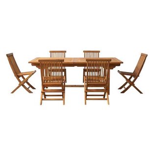 Tikamoon - Rechthoekige tuinset in massief acaciahout met 6 stoelen