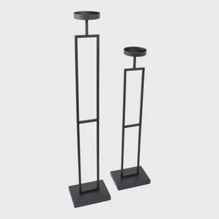 LOFT42 Vloerkandelaar Set Flame - Zwart metaal