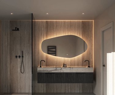 Spiegel Hipp Design SPV 21000 Organisch Met Verlichting Incl. Spiegelverwarming (Alle Maten)