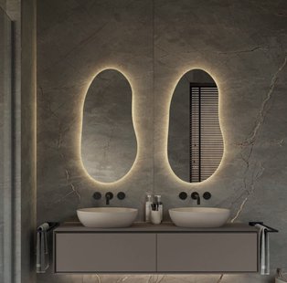 Spiegel Hipp Design SPV 22001 Organisch 45x90 cm Met Verlichting Incl. Spiegelverwarming