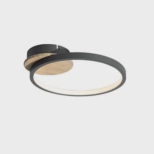 QAZQA Moderne plafondlamp zwart met hout incl. LED 3-staps dimbaar -