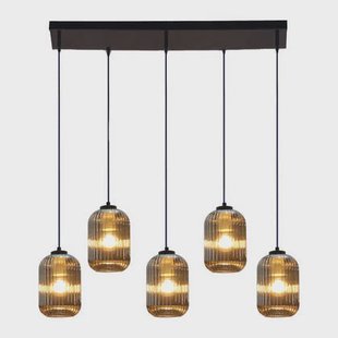 by fonQ Ribba Hanglamp - 5 Lichts - Smokey Glas by fonQ Ribba Hanglamp - 5 Lichts - Smokey Glas