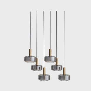 Lindby - Hildur 6 Hanglamp Rook Grijs/Geel Koper