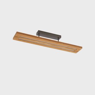 Lindby - Nesaja LED Plafondlamp Dim. Hout/Zwart