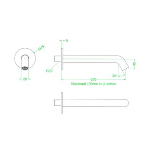 Baduitloop IVY Geborsteld Mat Goud PVD