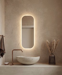 Toiletspiegel Hipp Design SPV Rechthoek 30x80 cm Met Afgeronde Hoeken Met Verlichting