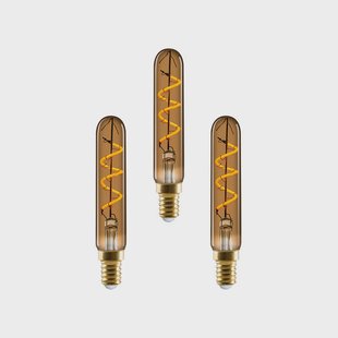 e3light - 3-pack LED lamp 2W (80lm) dimbaar T19 goud E14