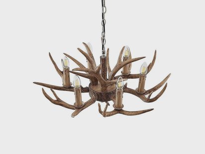 Tejask 6 Hanglamp Ø70 Brown - Lindby - Woonkamer - Landhuis / Rustiek - Kunststof - Meerdere lampen